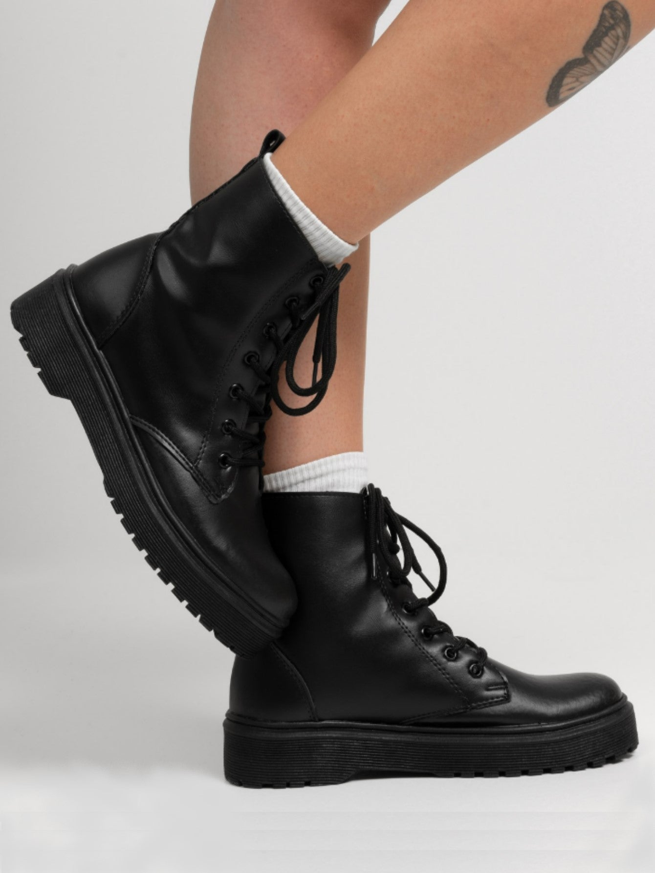 Bota Coturno Feminino Mari Preto Couro Ecológico