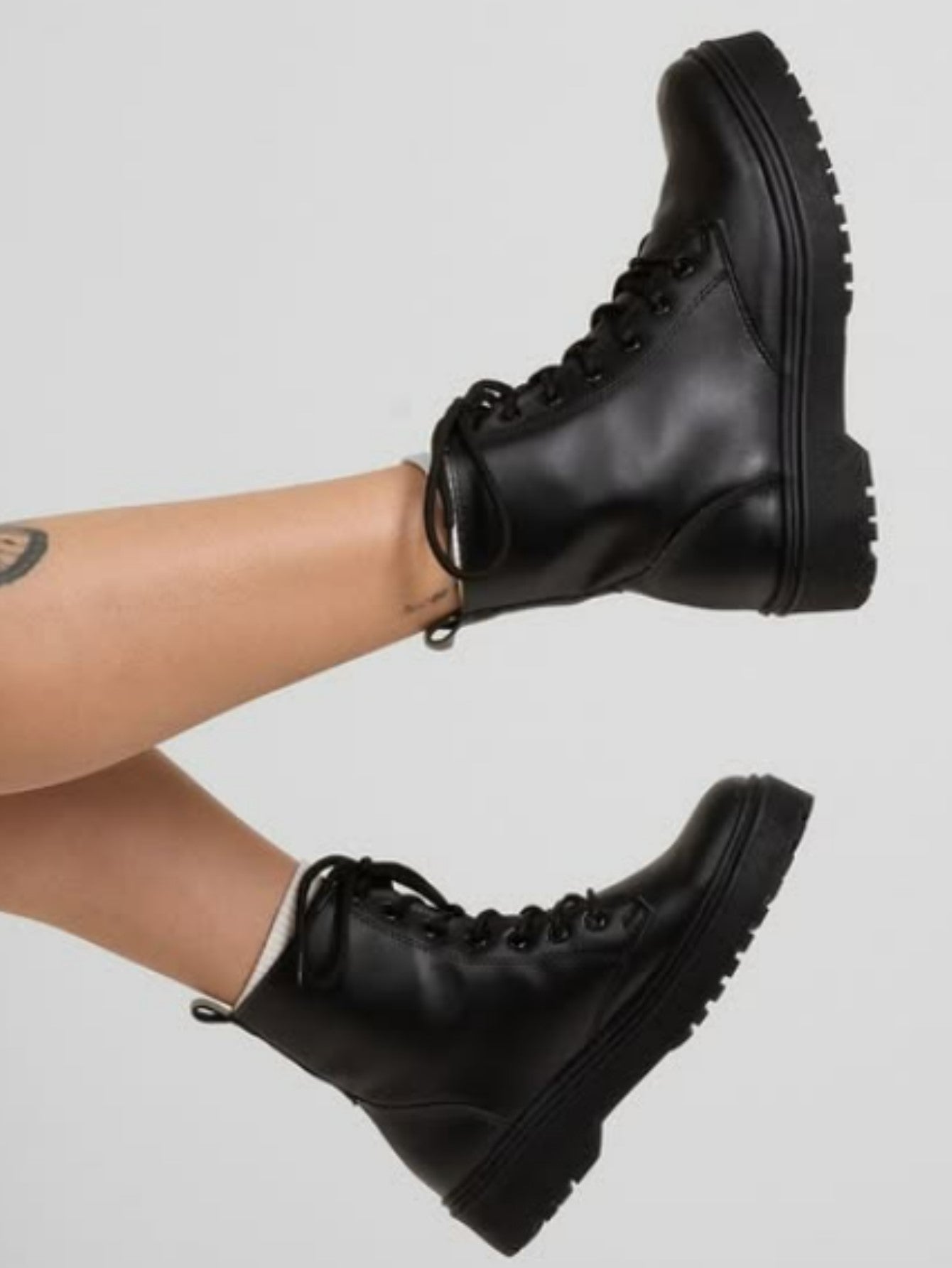 Bota Coturno Feminino Mari Preto Couro Ecológico